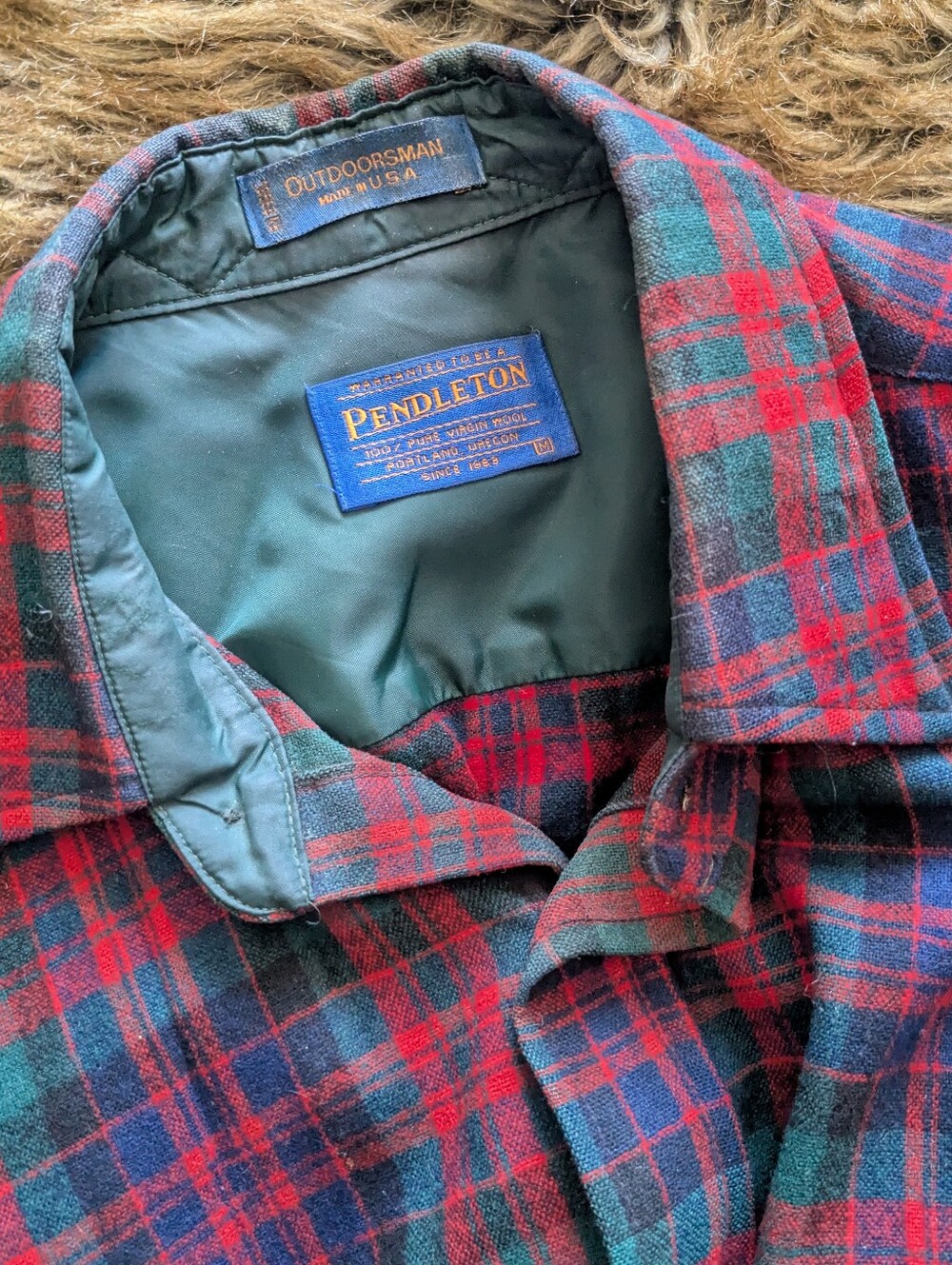 Vintage Pendleton Tartan Outdoorsman Button Up Men's Wool Shirt